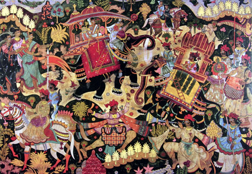 Open edition reproductions of narrative folk art by modern Indian Artist A. A. Almelkar.