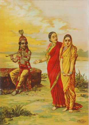 Oleograph Prints of narrative mythology by Indian Artist Ravi Varma Press.