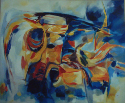 Signed edition prints of An abstract by contemporary Indian Artist Surya Prakash.