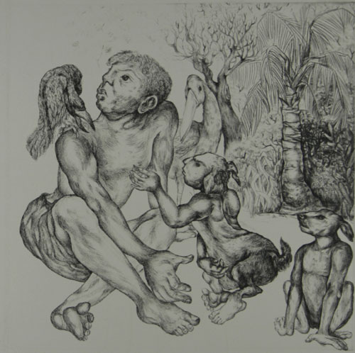 Drypoint by contemporary Indian Artist Gouri Vemula