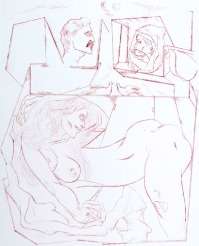 Nudes & erotic by contemporary Indian Artist Jatin Das using drypoint as a medium