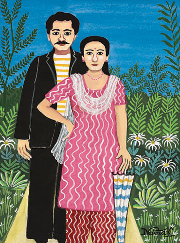 Numbered edition prints of figurative couple by contemporary Indian Artist Nayanaa Kanodia.