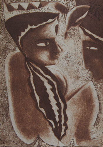 Etching by contemporary Indian Artist Paresh Maity