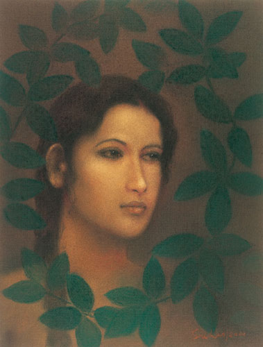 Signed edition prints of A portrait by modern Indian Artist Suhas Roy.