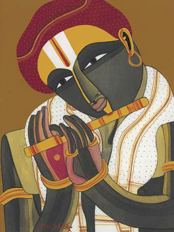 Signed edition prints of figurative men by modern Indian Artist Vaikuntam T..