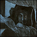 Portrait of a woman in etching by modern Indian Artist Amitabh Banerjee