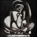 Etching of a woman by modern contemporary Indian Artist Amitabh Banerjee