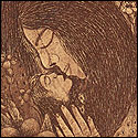 Graphic print of mother & child by contemporary Indian Artist Bidukhi Mushahary