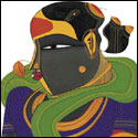 Signed edition prints of A portrait by modern Indian Artist Vaikuntam T..