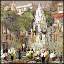 Signed edition prints of impressionistic travel by contemporary Indian Artist Yashwant Shirwadkar.