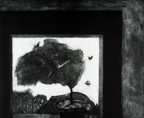 Intaglio print by modern Indian Artist Amitabh Banerjee