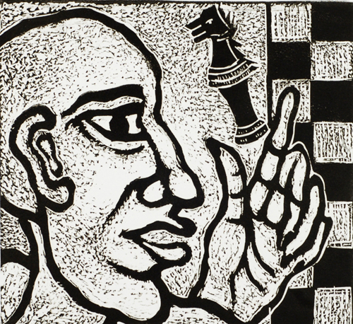 Art Intaglio: Linocut: Anita Das Chakraborty: The man I