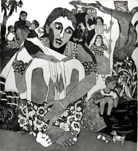 Intaglio print by contemporary Indian Artist Anjani Reddy
