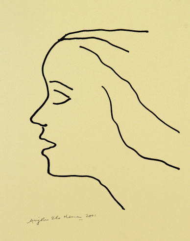 Portrait in serigraph by modern Indian Artist Anjolie Ela Menon