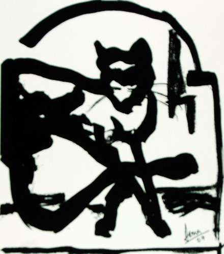 Cats in serigraph prints by contemporary Indian Artist Asma Menon