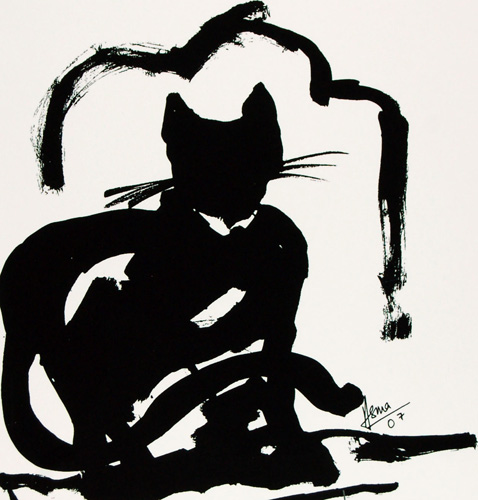 Cats in serigraph prints by contemporary Indian Artist Asma Menon