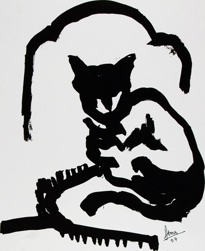 Cats in serigraph prints by contemporary Indian Artist Asma Menon