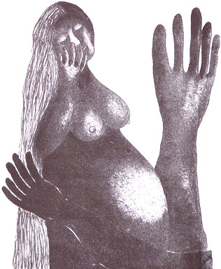 Lithograph by contemporary Indian Artist Bidukhi Mushahary, nudes & erotic in figurative style