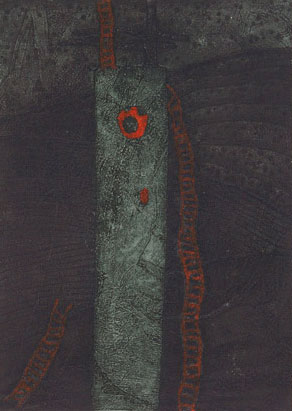 Abstract by contemporary Indian Artist Debangana Chatterjee, using etching as a medium