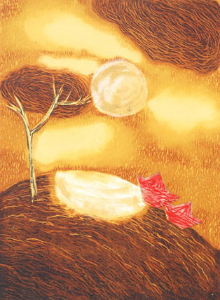 Original print of a landscape by contemporary Indian Artist Debanagana Chatterjee