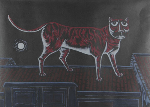 Original print of domestic animals by modern Indian Artist D.Doraiswamy