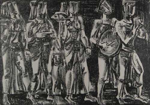 Original graphic print by modern Indian Artist D.Doraiswamy