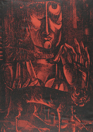 Portrait in planographic print by modern Indian Artist D.Doraiswamy