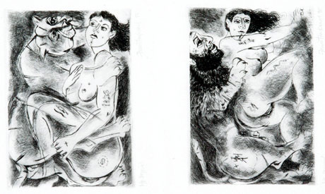 Nudes & erotic by contemporary Indian Artist Fawad Tamkanat using drypoint as a medium