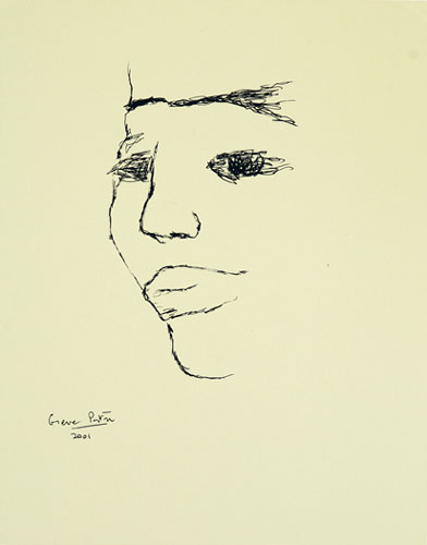 Portrait in serigraph by modern Indian Artist Gieve Patel