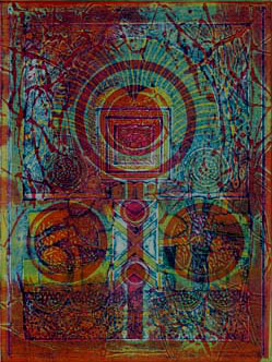 Abstract in collograph by Indian Artist Gouri Shankar P.