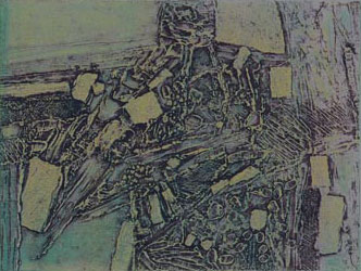 Abstract in collograph by Indian Artist Gouri Shankar P.