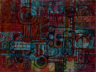 Abstract in collograph by Indian Artist Gouri Shankar P.
