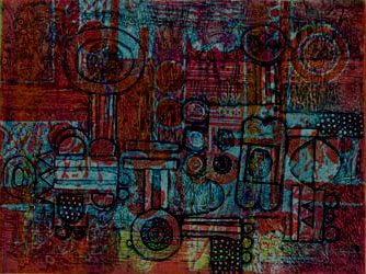 Abstract in collograph by Indian Artist Gouri Shankar P.
