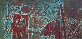 Abstract in collograph by Indian Artist Gouri Shankar P.