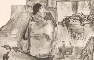 Dry Point by contemporary Indian Artist S.L.Jagdeesh