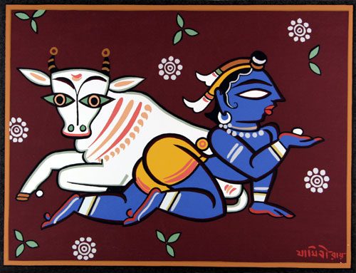 Limited edition prints of Folk Art in Mythology by modern Indian Artist Jamini Roy using silk screen on paper as a medium.