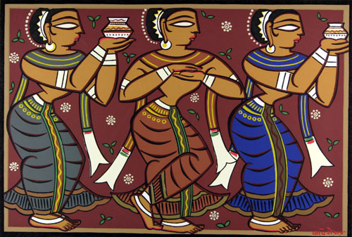 Limited edition prints of Folk Art in Mythology by modern Indian Artist Jamini Roy using silk screen on paper as a medium.