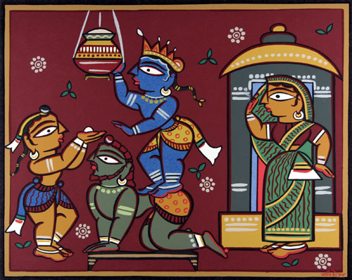 Limited edition prints of Folk Art in Mythology by modern Indian Artist Jamini Roy using silk screen on paper as a medium.