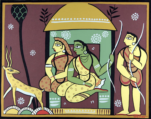 Limited edition prints of Folk Art in Mythology by modern Indian Artist Jamini Roy using silk screen on paper as a medium.