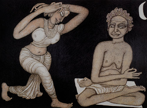Art Intaglio: Serigraph: Jogen Chowdhury: Yogi and the dancer