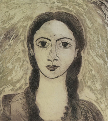 Portrait in etching by Indian Artist Keshab Das