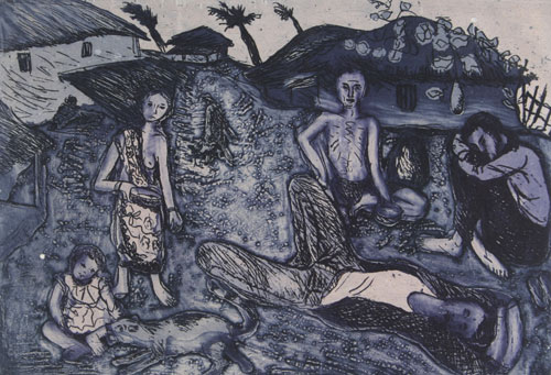 Original graphic print by Indian Artist Keshab Das