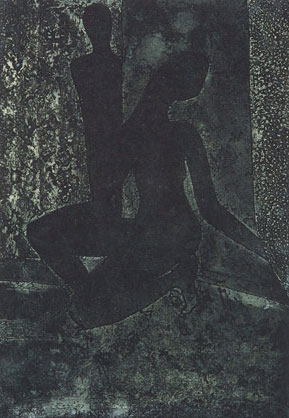 Graphic print by contemporary Indian Artist Krishna Sardar