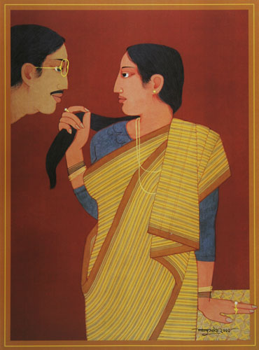 Serigraph by modern Indian Artist Lalu Prasad Shaw