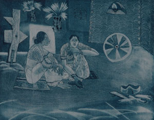 Original Print by contemporary Indian Artist Lwihwr Lwihwr Mushahary