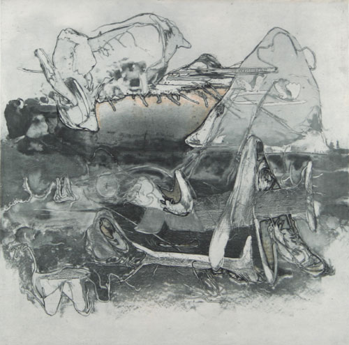 Abstract in lithograph by contemporary Indian Artist Rajesh Ambalkar