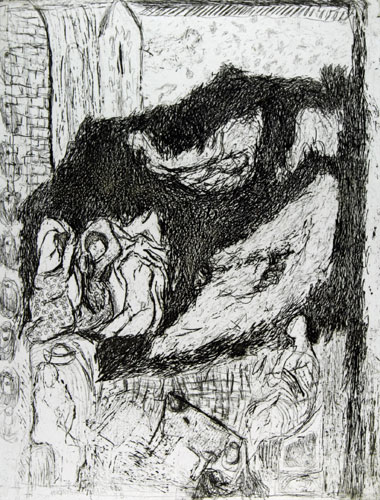 Intaglio print by Indian Artist Rajeshri Qual