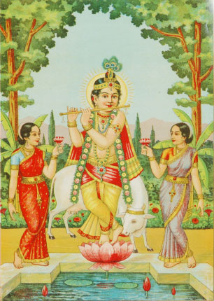 Oleograph Prints of figurative Indian Gods and Goddesses by Indian Artist Ravi Varma Press.