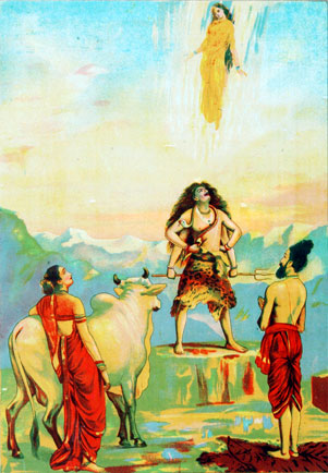 Multiple Prints of narrative mythology by Indian Artist Ravi Varma Press.