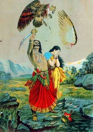 Multiple Prints of narrative mythology by Indian Artist Ravi Varma Press.